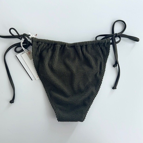 GOOD AMERICAN Crinkle Always Fits Tiny Ties Bikini Bottom Large/XL Stormy Green - Picture 7 of 9